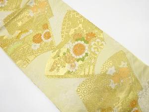 アンティーク　読み本に花車・橋・古典柄織り出し袋帯（材料）